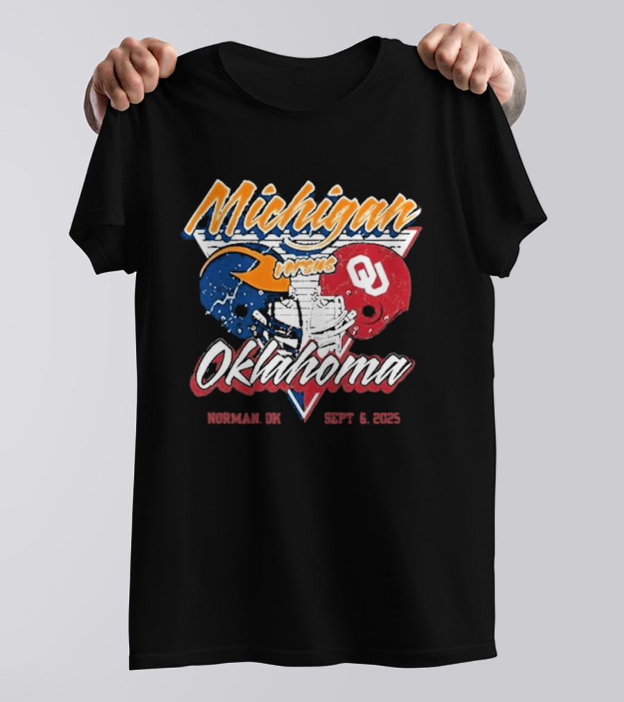 Michigan Wolverines Vs Oklahoma Sooners Football Gameday 2025 Norman SEPT 6 Sports Rivalry T-Shirt