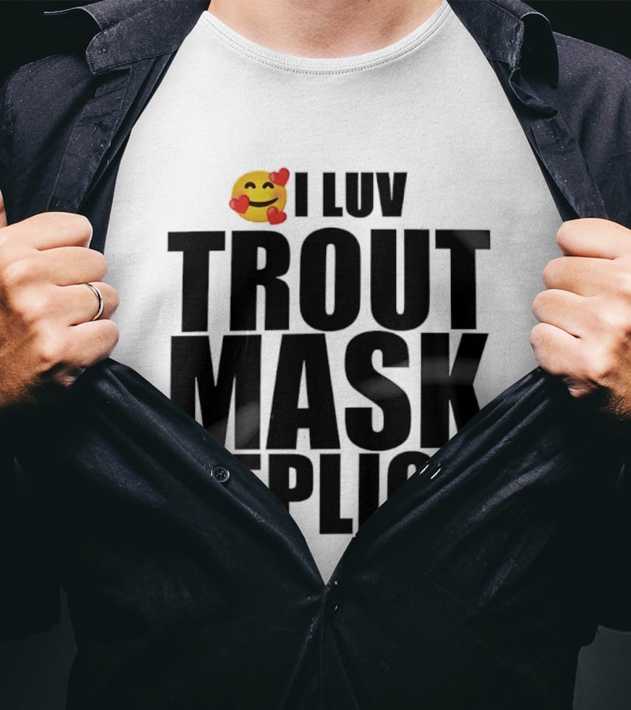 I Luv Trout Mask Replica Emoji Hearts T-Shirt