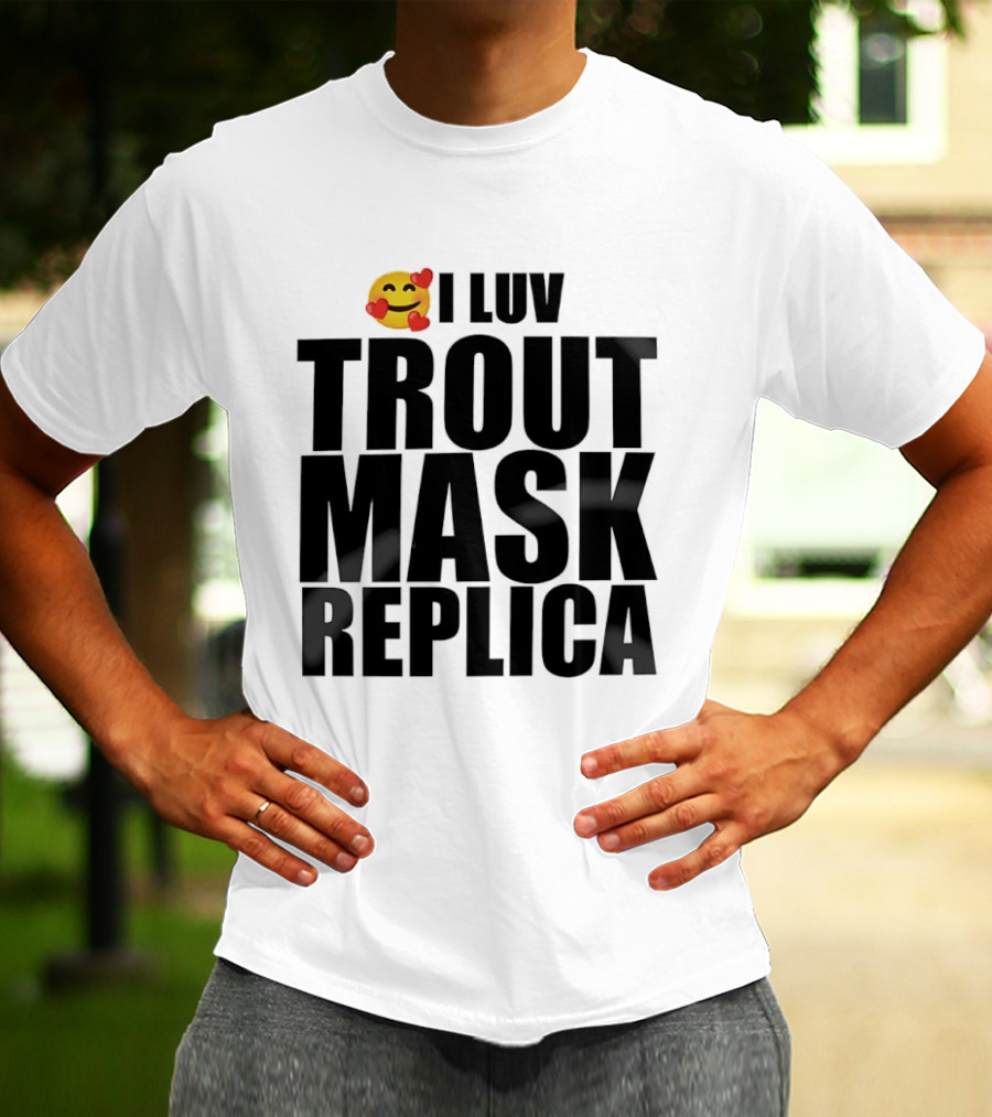 I Luv Trout Mask Replica Emoji Hearts T-Shirt