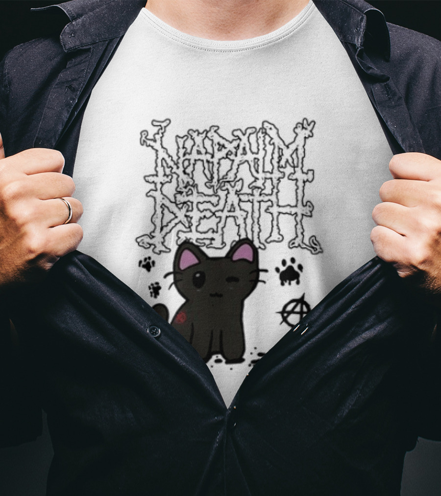 Napalm Death There Is No Authority But Cats Black Cat T-Shirt