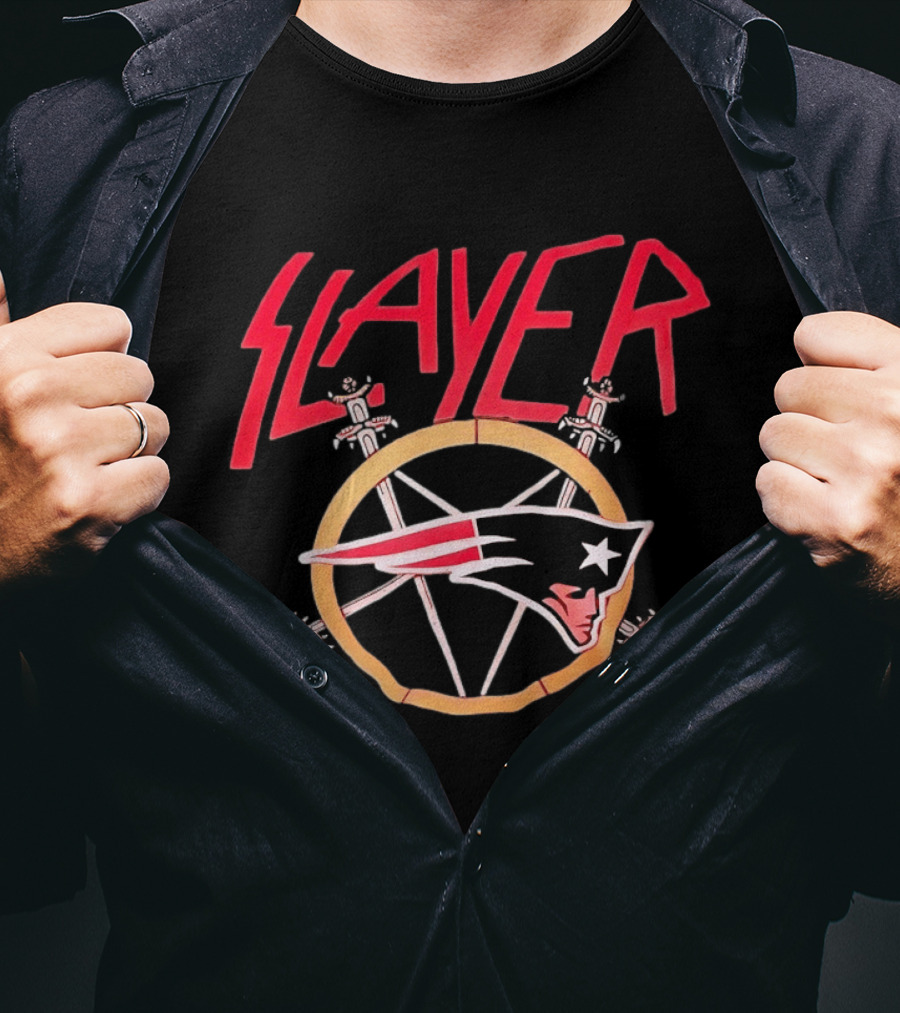 Slayer New England Patriots Collaboration Merchandising T-Shirt
