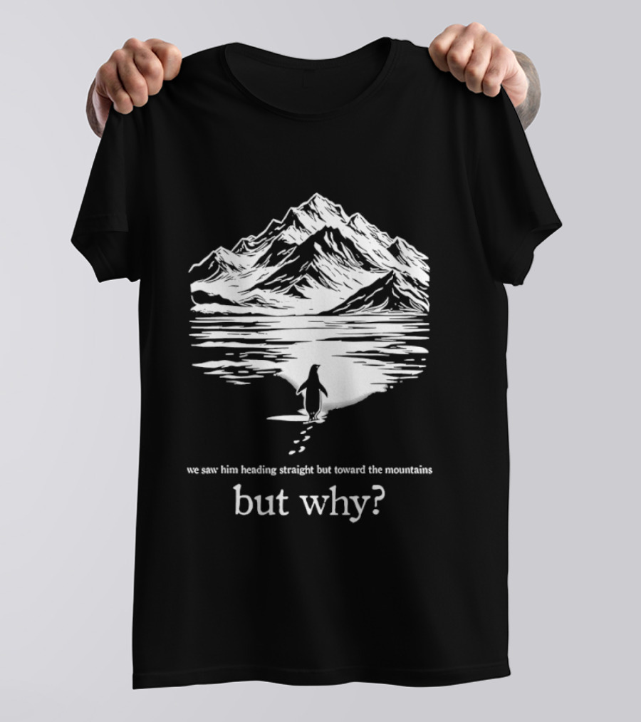 We Saw Him Heading Straight Toward The Mountains But Why? T-Shirt