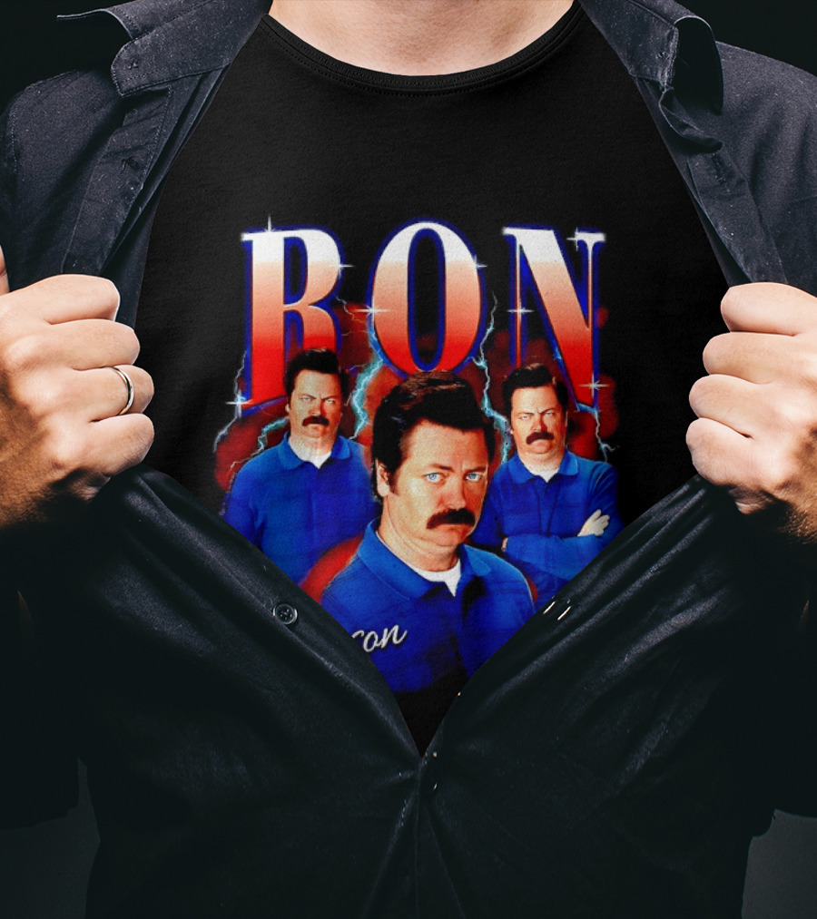 Parks And Recreation Ron Swanson Hearthrob Character Collage T-Shirt