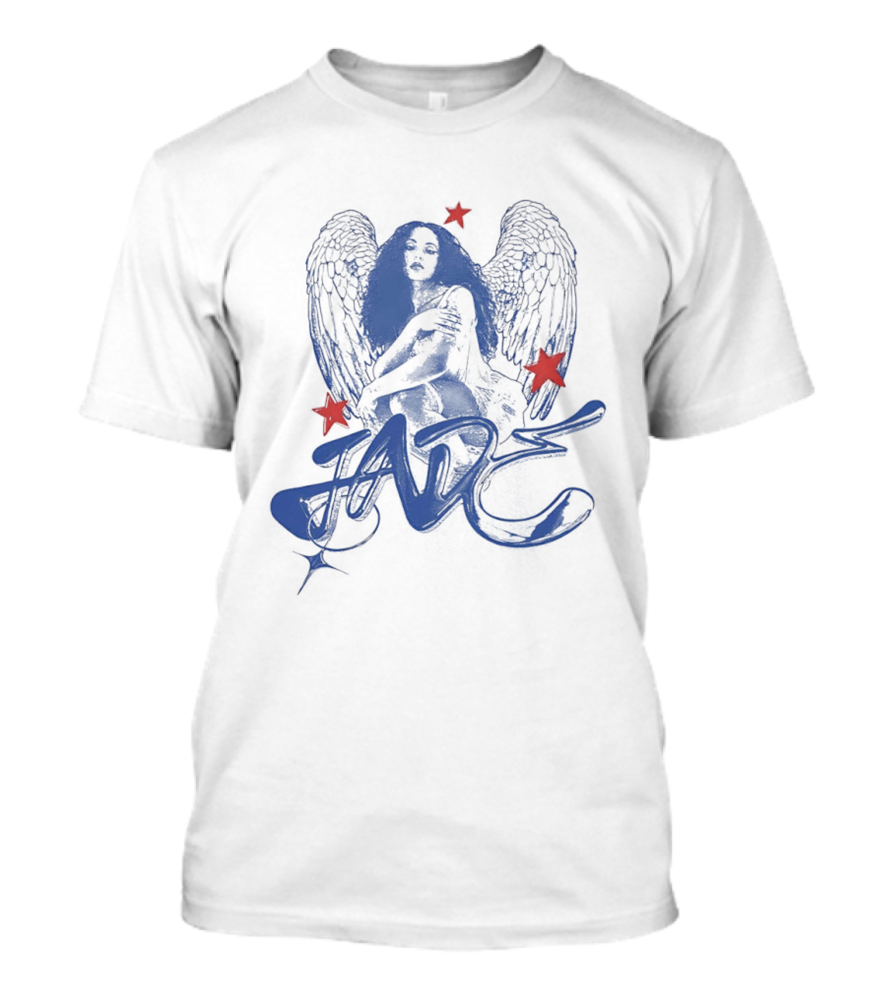 Jade Wings Blue Angel And Red Stars T-Shirt