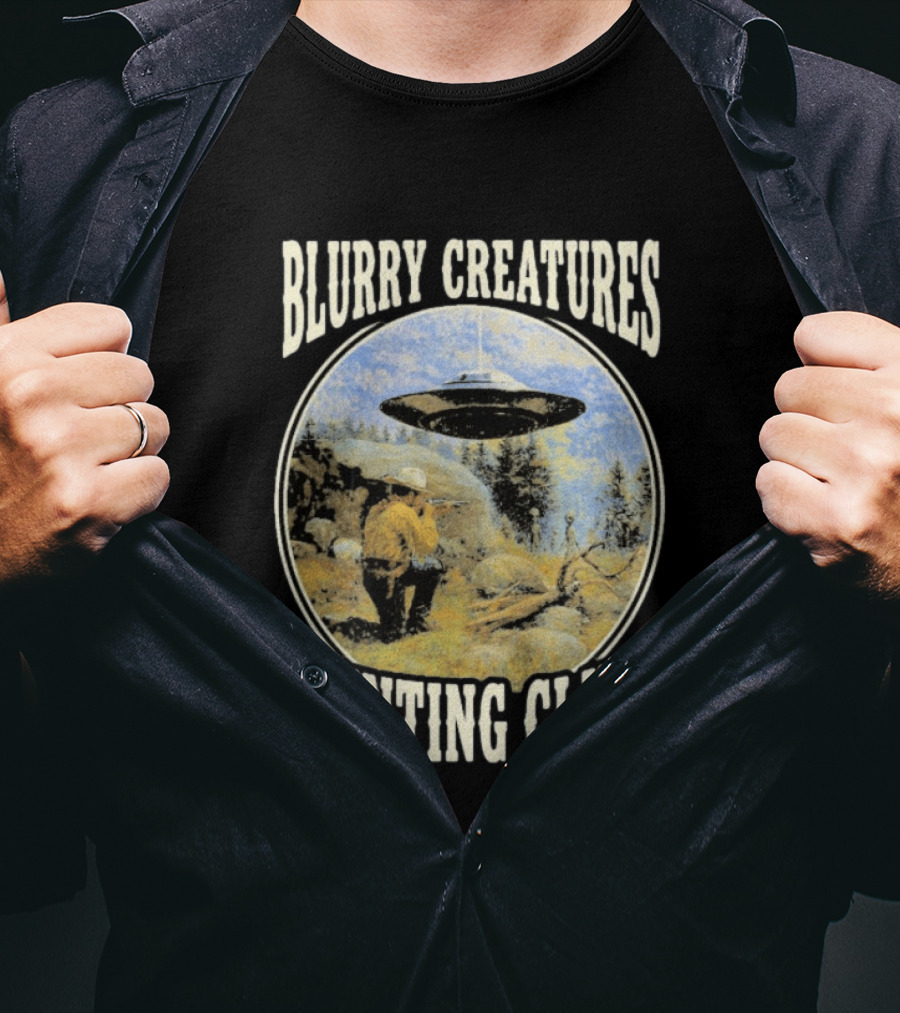 Blurry Creatures UFO Encounter Wilderness Adventure Hunting Club T-Shirt