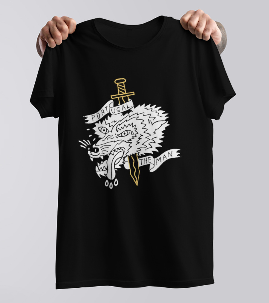 Portugal The Man Wolf Head Sword And Banner T-Shirt