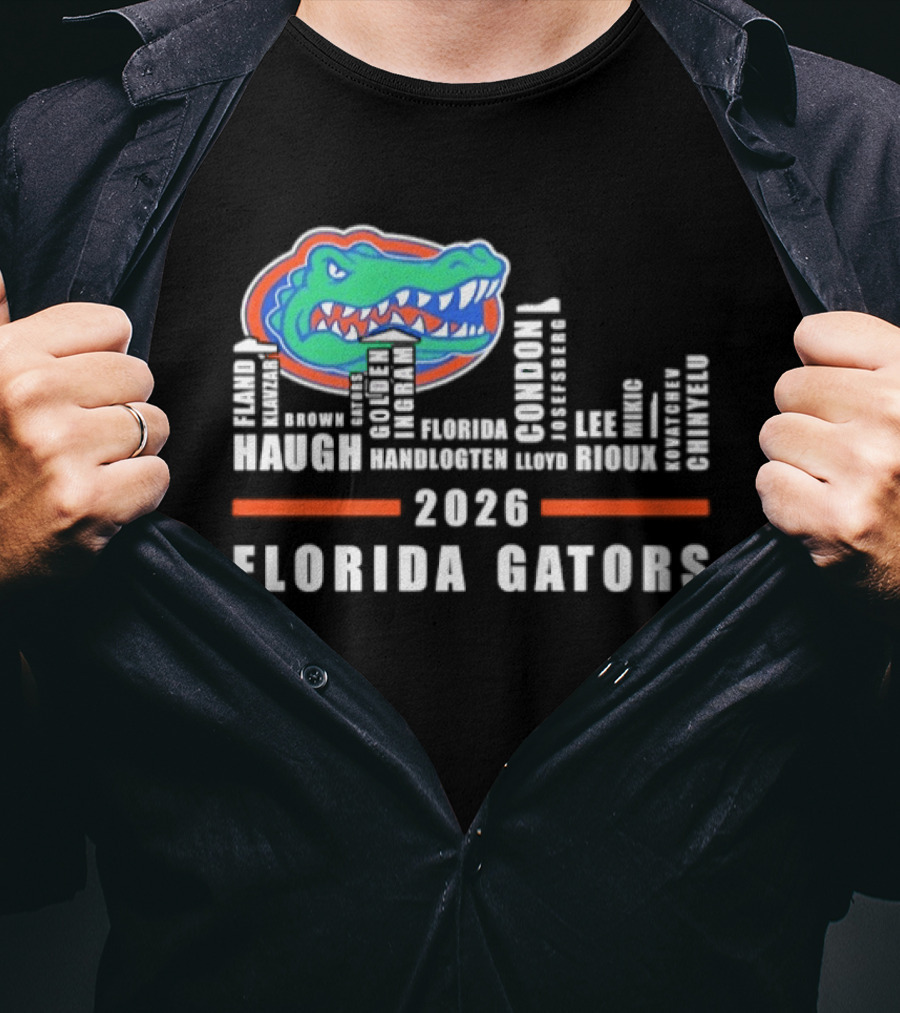 Florida Gators 2026 Player Names And City Skyline T-Shirt