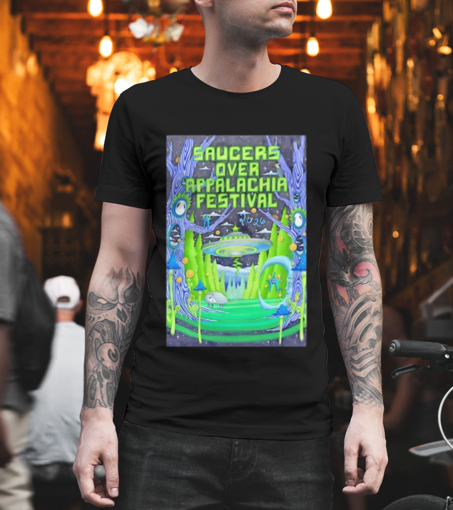 Saucers Over Appalachia Festival 2026 UFO Theme Bristol VA Jun 13 Forest Aliens T-Shirt