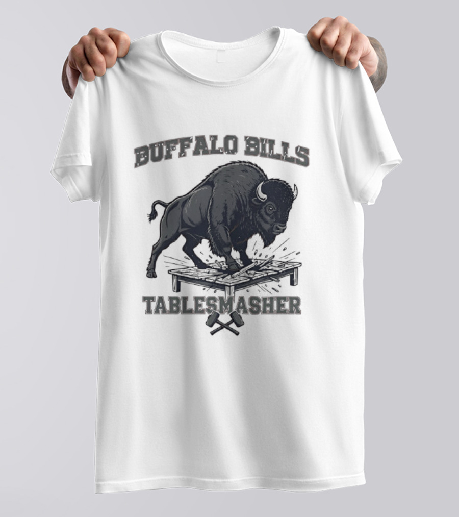Buffalo Bills Table Smasher Buffalo Jumping Over Table T-Shirt