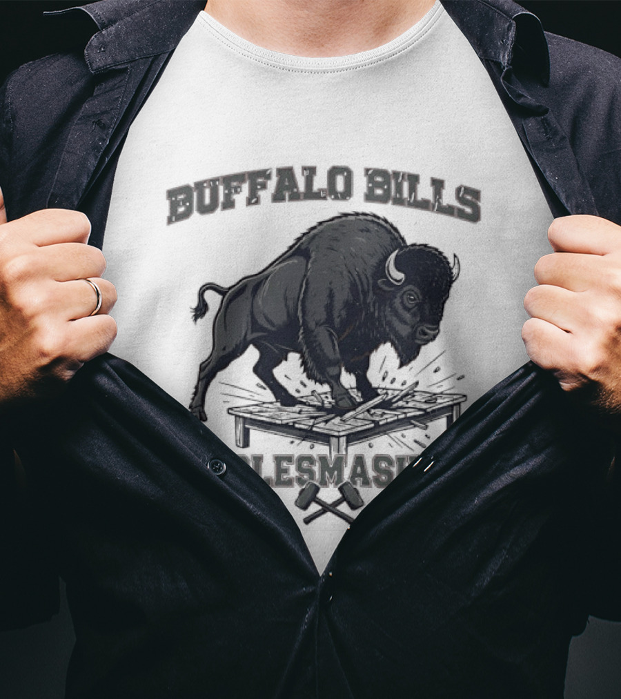 Buffalo Bills Table Smasher Buffalo Jumping Over Table T-Shirt