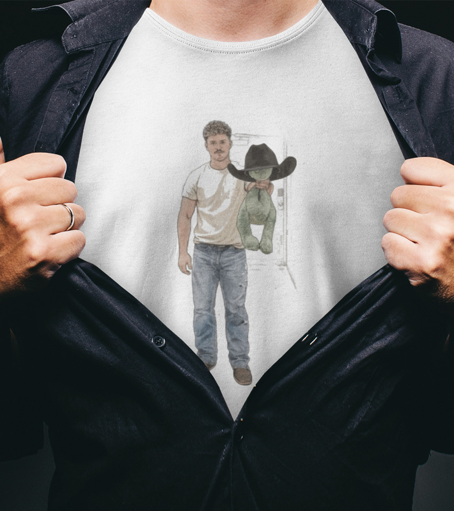 Cole Roach Cowboy With Stuffed Animal Wearing Black Hat T-Shirt