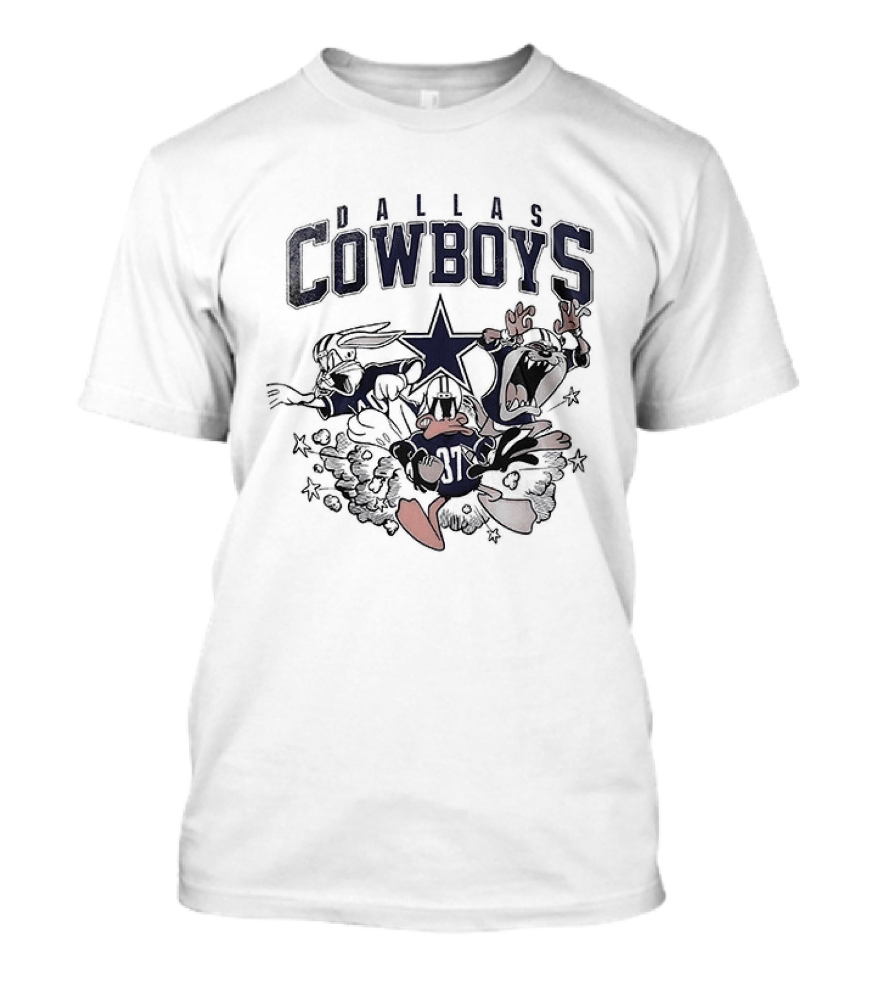 Dallas Cowboys Looney Tunes Bugs Bunny Taz Daffy Duck Star T-Shirt