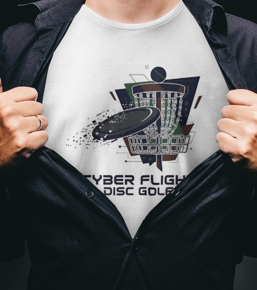 Cyber Flight Disc Golf Futuristic Basket T-Shirt