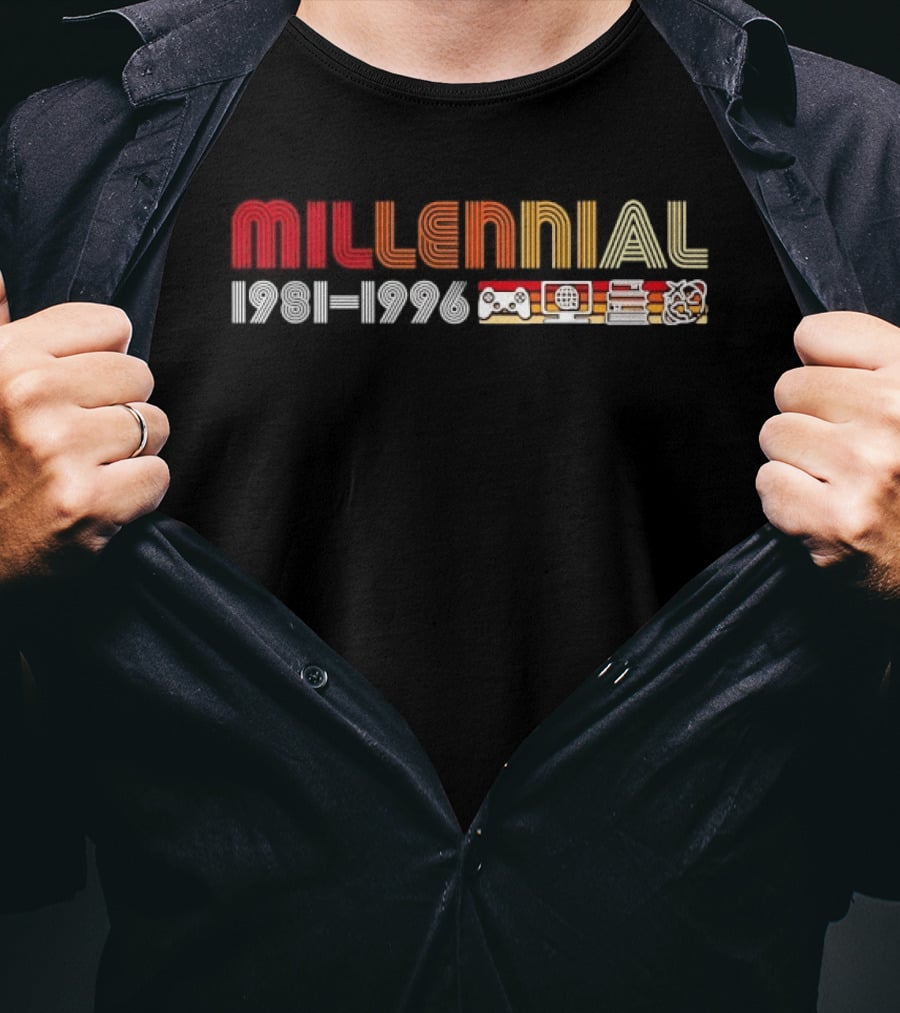 Millennial 1981 1996 Gamepad Computer Book Network T-Shirt