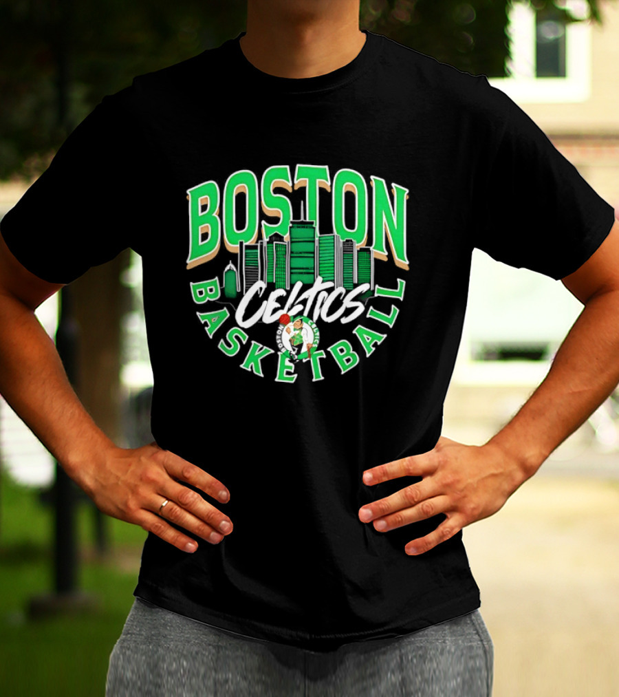 Boston Celtics Basketball City Skyline T-Shirt