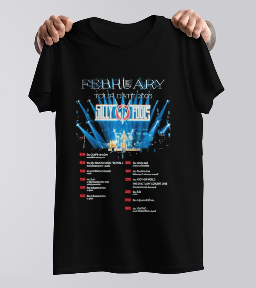 Silly Fools Tour Date February 2026 Concert Schedule Events T-Shirt