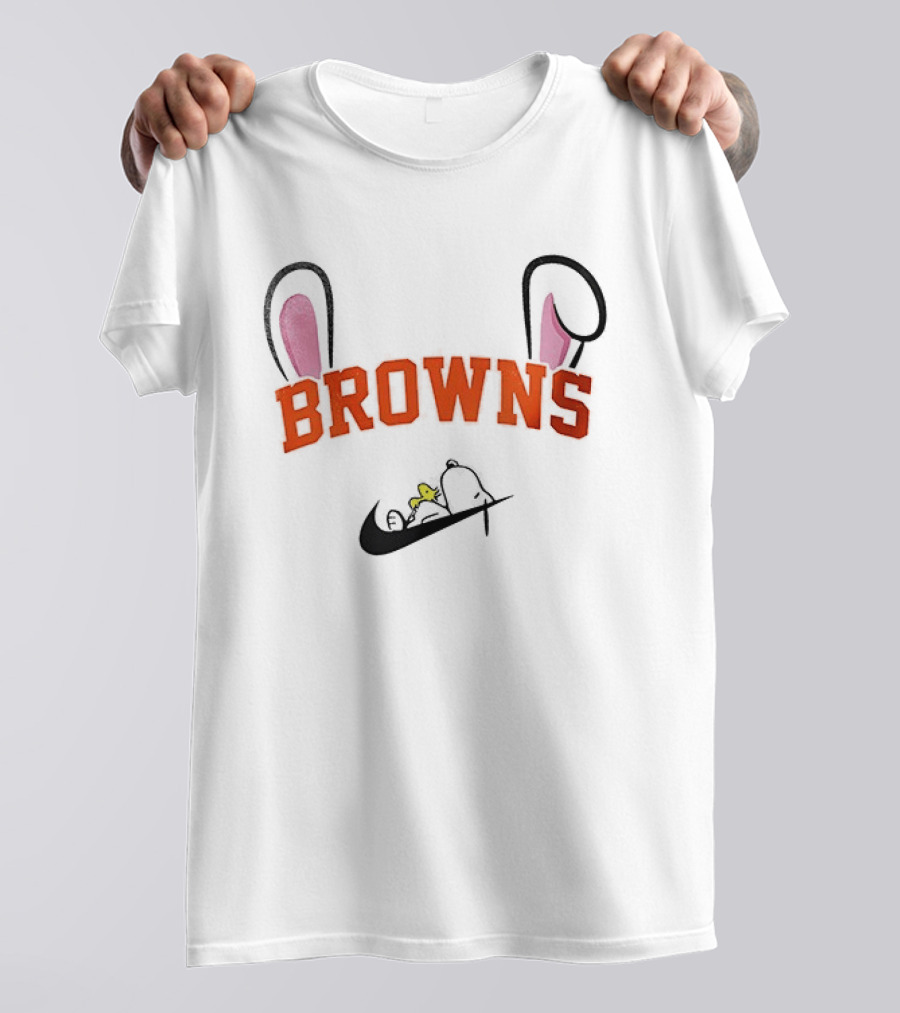 Cleveland Browns Peanuts Snoopy Woodstock Easter T-Shirt