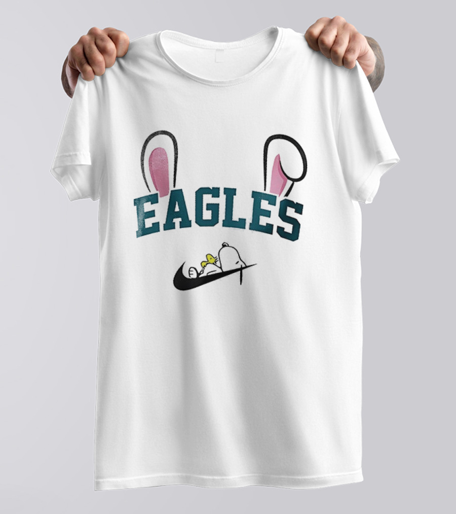 Eagles Peanuts Snoopy Woodstock Bunny Ears Easter T-Shirt