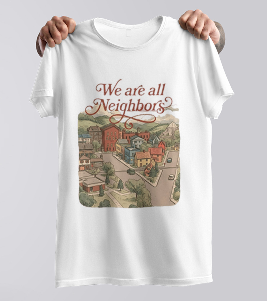 We Are All Neighbors Community Street Scene T-Shirt