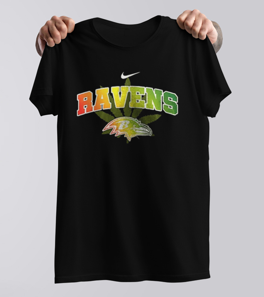 Baltimore Ravens Nike Bob Marley One Love Weed Leaf T-Shirt