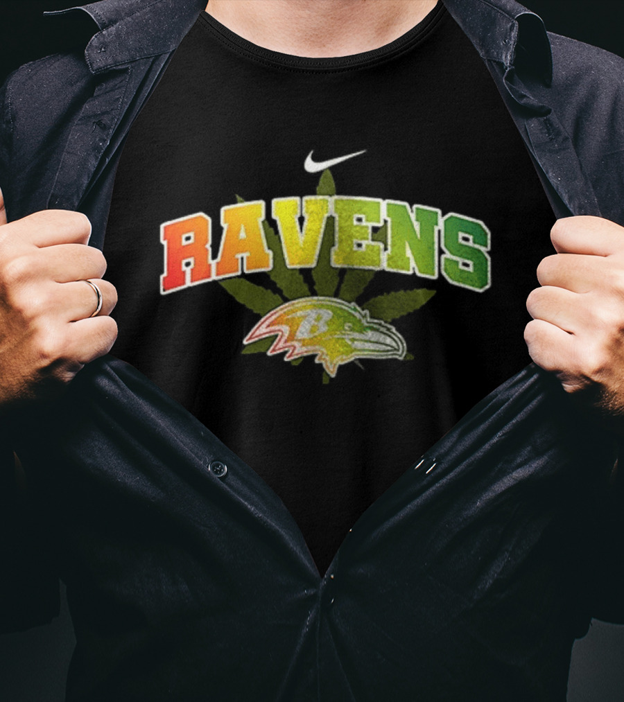 Baltimore Ravens Nike Bob Marley One Love Weed Leaf T-Shirt