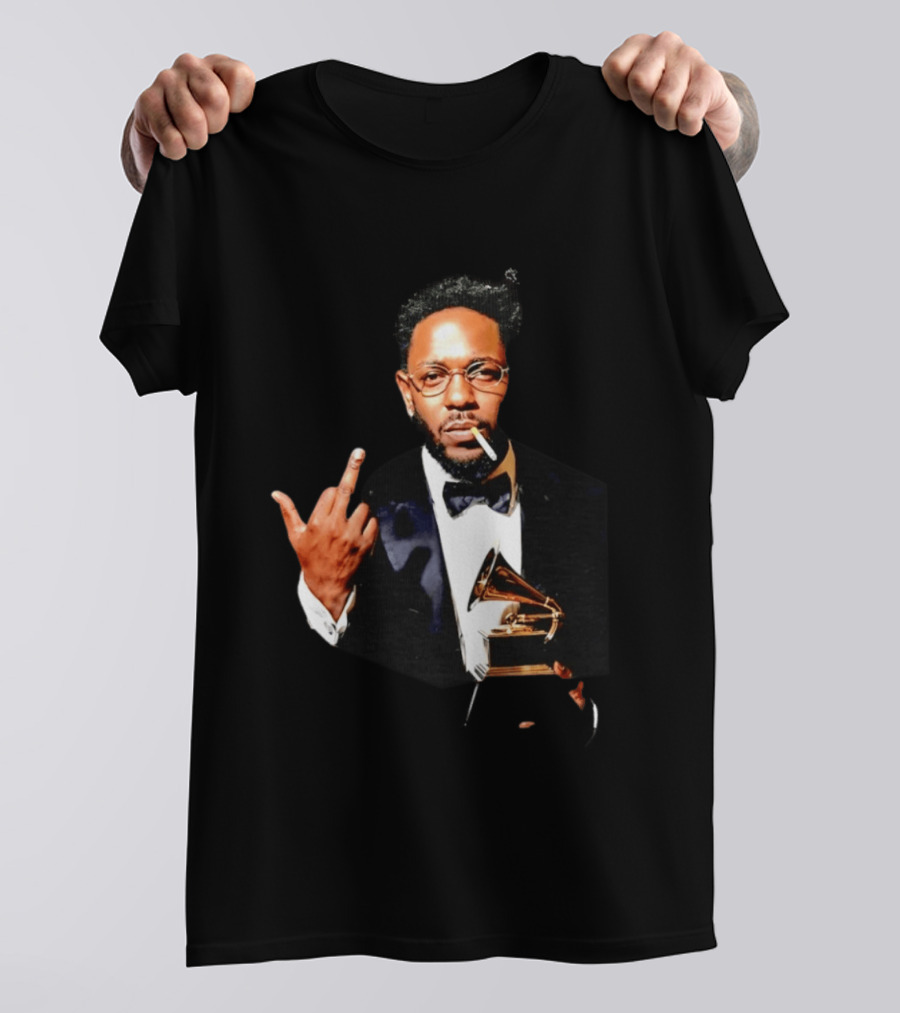 Kendrick Lamar Smoking Grammy Middle Finger Tuxedo T-Shirt