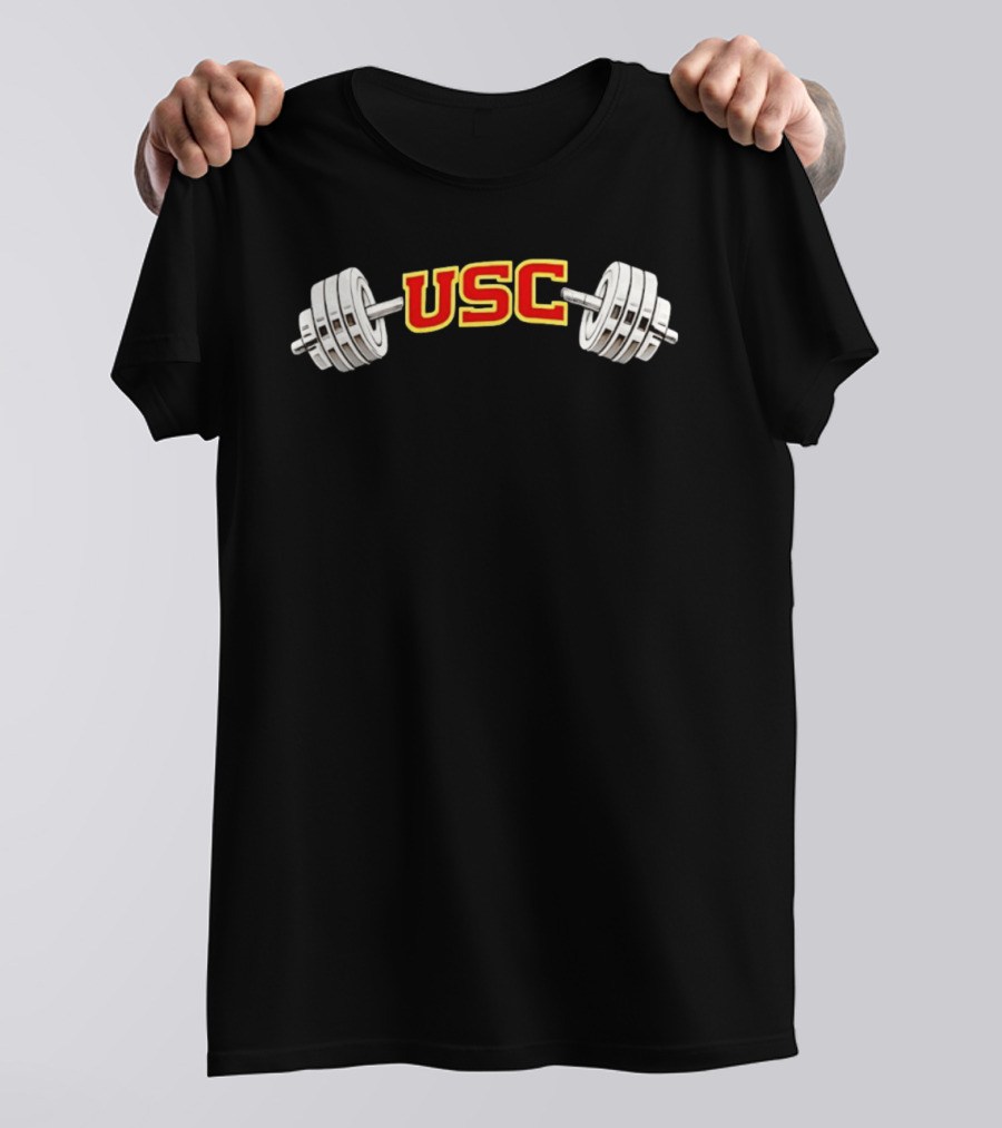 USC Barbell Flex Muscle Powerlifting Fitness T-Shirt
