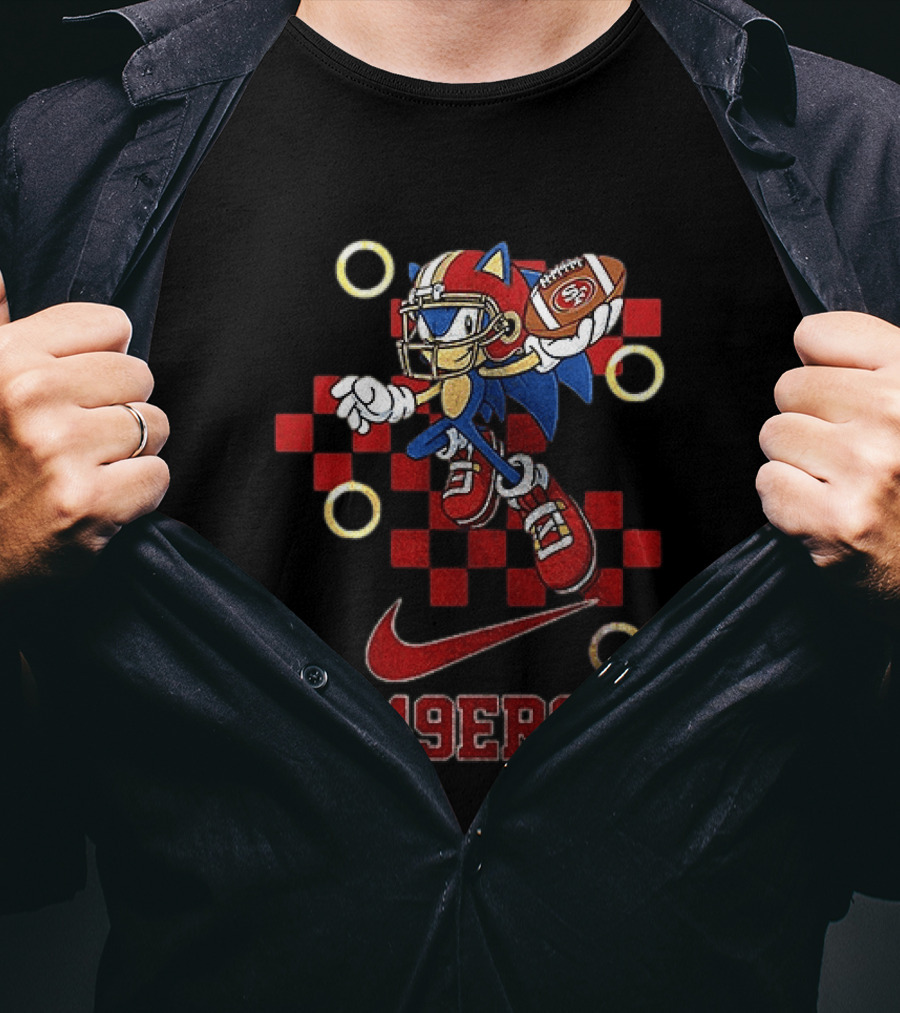 San Francisco 49ers Sonic The Hedgehog Football Crossover Nike 49ers T-Shirt