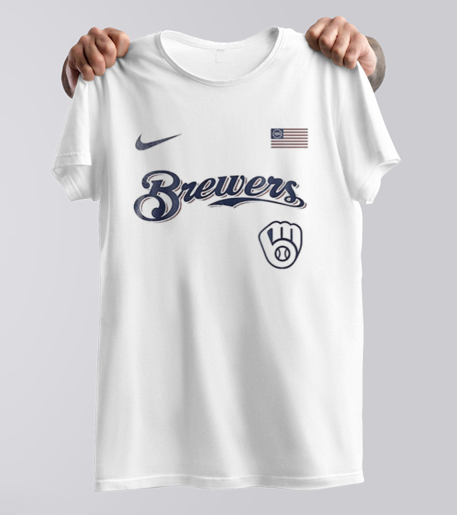 Milwaukee Brewers Nike USA Flag 250th Anniversary Baseball T-Shirt