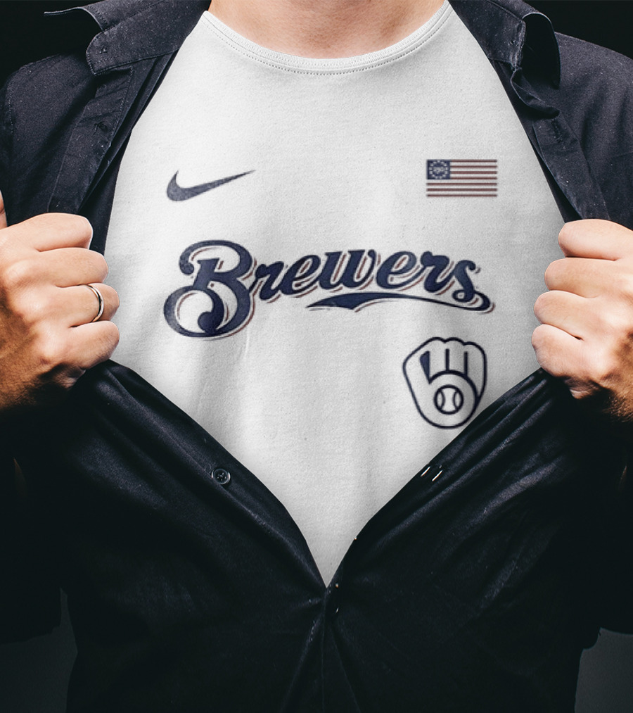 Milwaukee Brewers Nike USA Flag 250th Anniversary Baseball T-Shirt