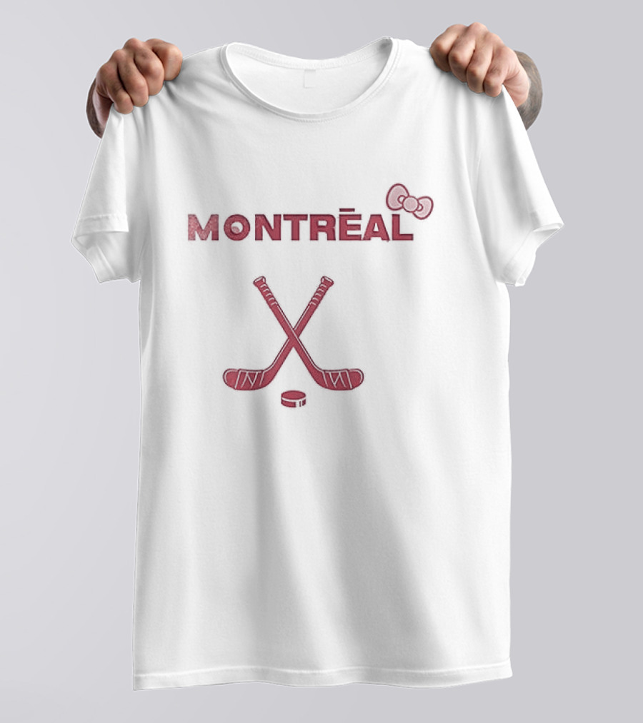 Montreal Canadiens Hello Kitty Bow Hockey Sticks Puck T-Shirt