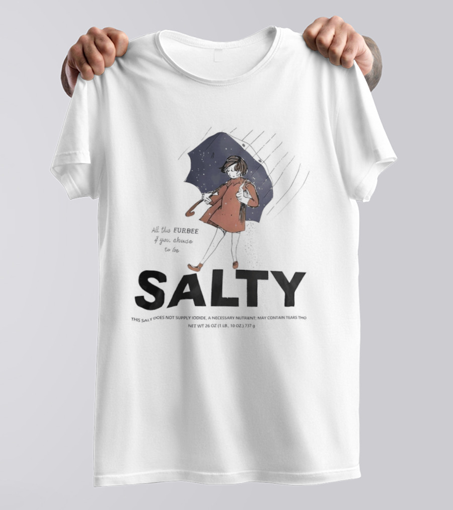 Salty Umbrella Girl In Rain Red Coat T-Shirt