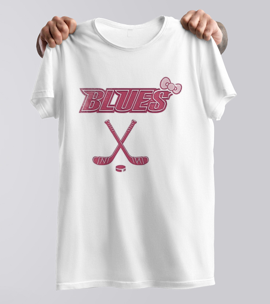 St Louis Blues X Hello Kitty Hockey Crossed Sticks Collaboration T-Shirt