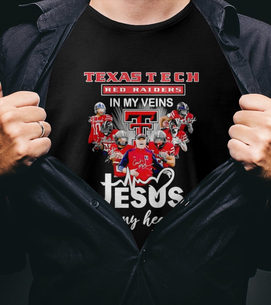 Texas Tech Red Raiders In My Veins Jesus In My Heart T-Shirt