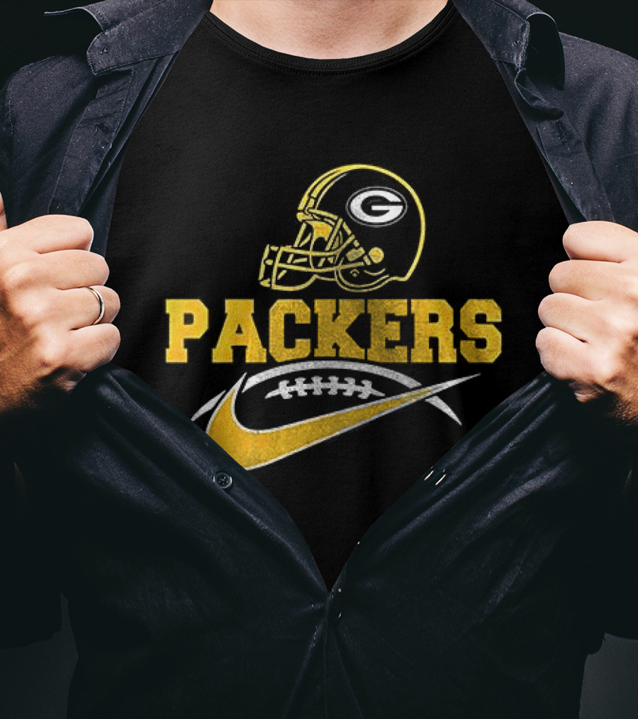 Green Bay Packers Helmet Fan Apparel Nike Football T-Shirt