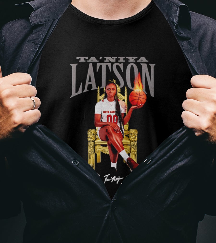 Ta'Niya Latson South Carolina Gamecocks Throne Queen Basketball Flame Champion T-Shirt