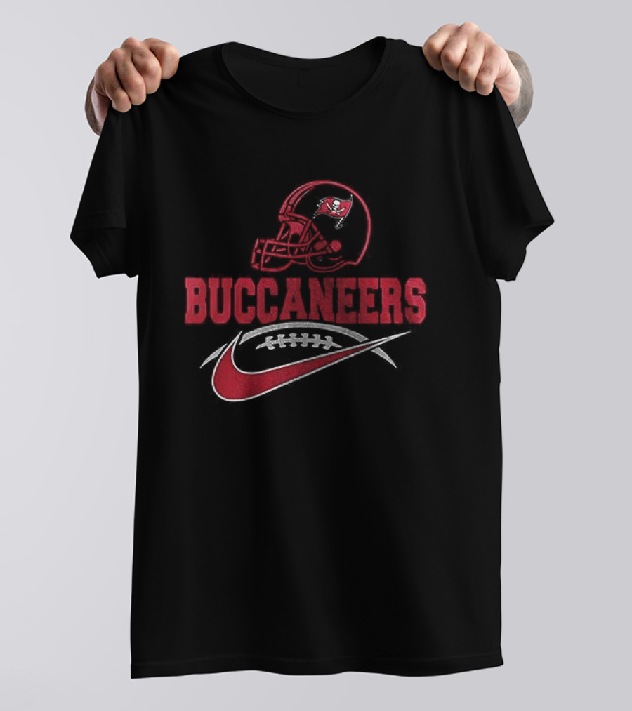 Tampa Bay Buccaneers Helmet And Nike Swoosh T-Shirt