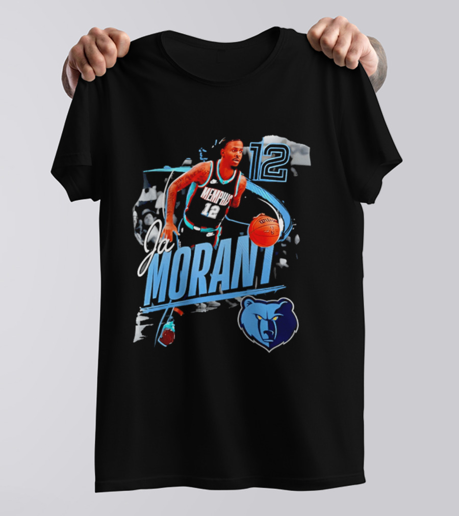 Ja Morant Memphis Grizzlies Number 12 Basketball Player Action T-Shirt