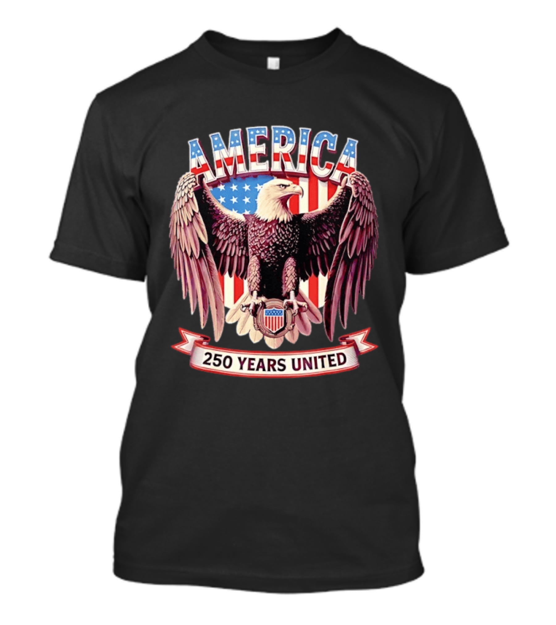 America Bald Eagle 250 Years United Patriotic Flag T-Shirt