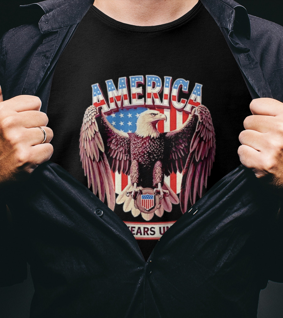 America Bald Eagle 250 Years United Patriotic Flag T-Shirt