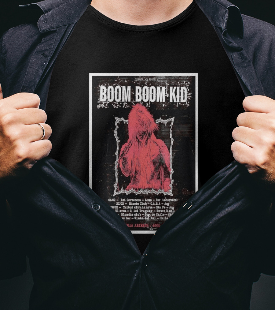 Boom Boom Kid Warrior US Tour 26 Agenda Abierta Seek Us T-Shirt