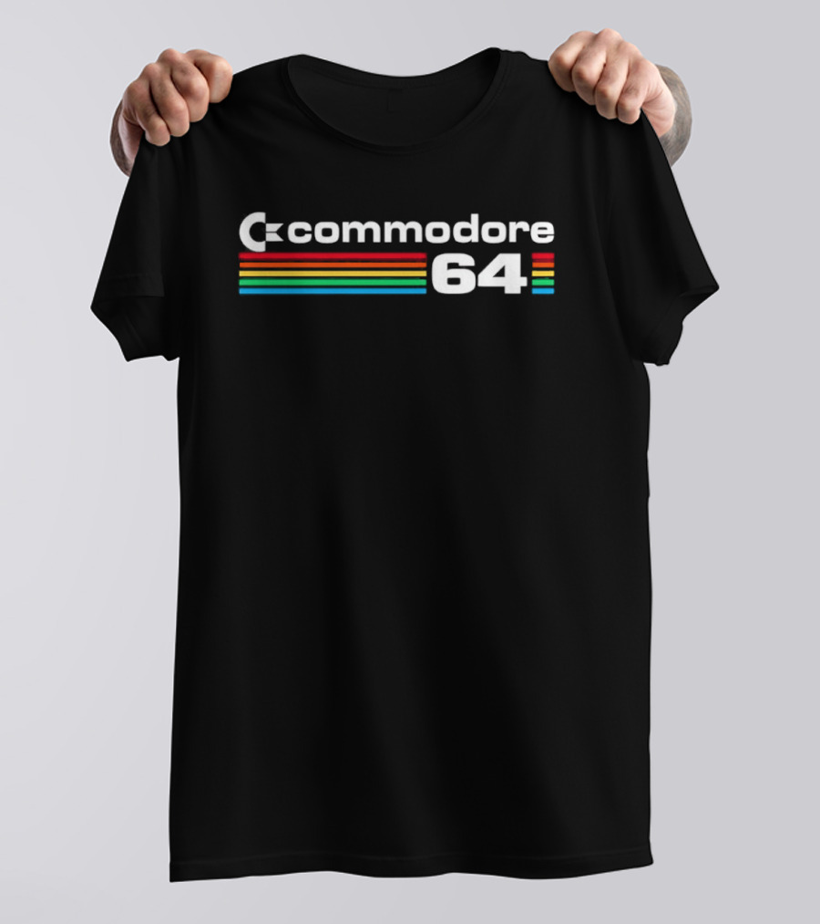 Commodore 64 Retro Computer Icon Color Stripes T-Shirt