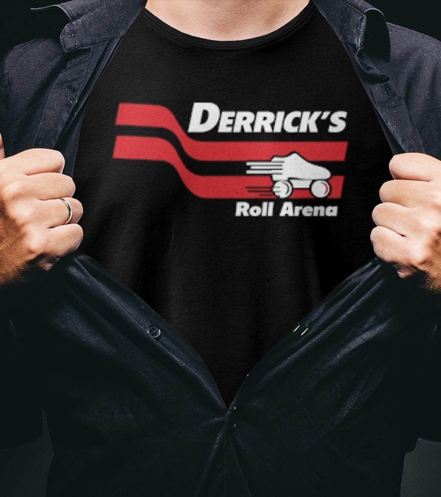 Derrick's Roll Arena Retro Skating Rink Neon Roller Skate T-Shirt