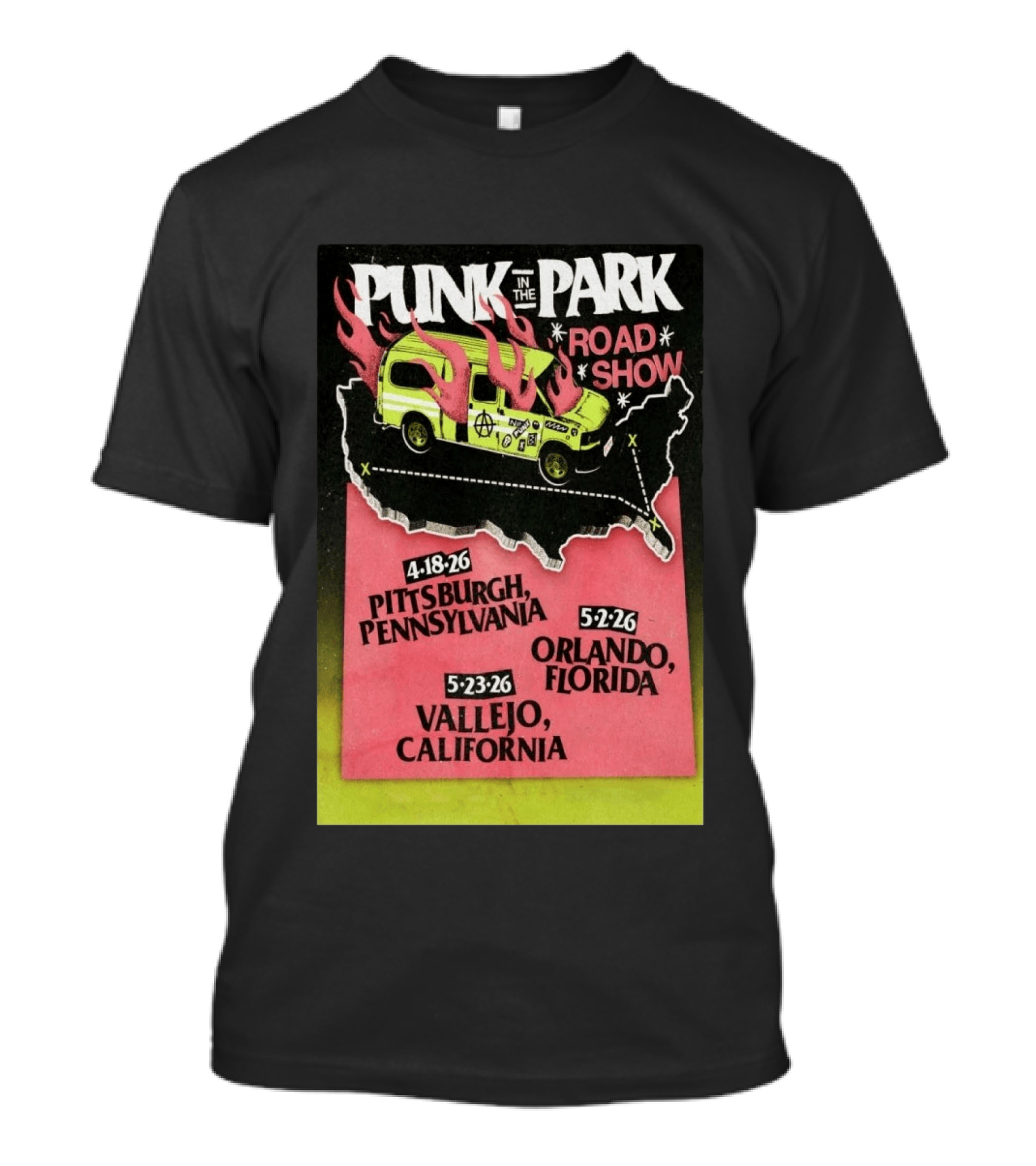Punk In The Park Road Show April 18 2026 Pittsburgh Pennsylvania Tour Dates Orlando Vallejo T-Shirt