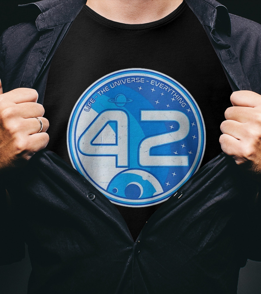 Life The Universe Everything 42 Planet And Stars Iconic Number T-Shirt