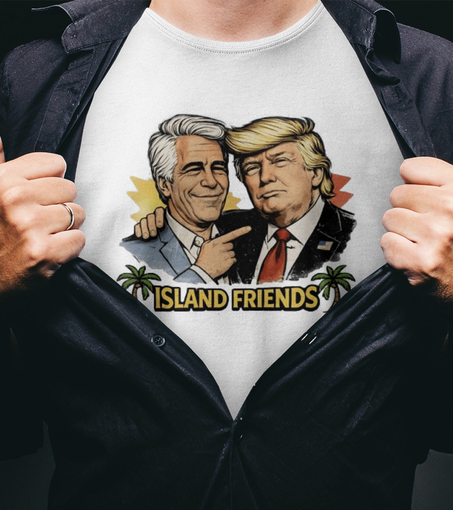 Trump And Epstein Island Friends Iconic Duo With Tropical Palm T-Shirt