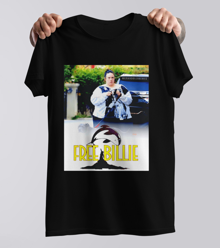 Free Billie Fat 2026 Meme Parody With Whale And Dog Walking T-Shirt