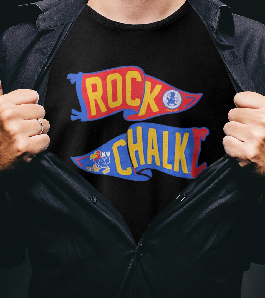 Rock Chalk KU Kansas Jayhawks Established Circa 1865 Pennant T-Shirt