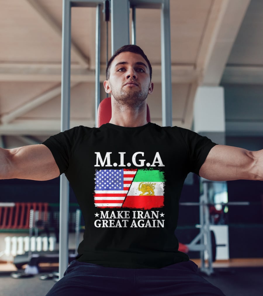 M.I.G.A Make Iran Great Again Half American Half Iranian Flags T-Shirt