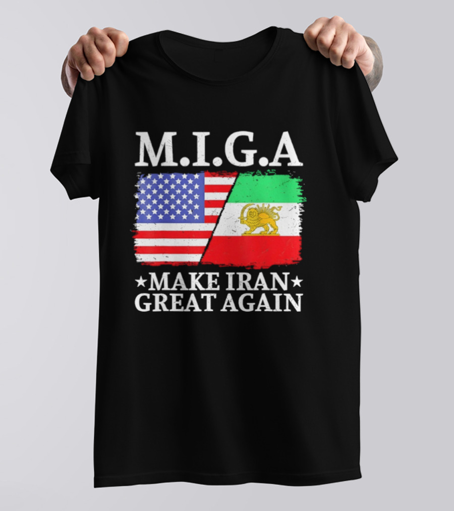 M.I.G.A Make Iran Great Again Half American Half Iranian Flags T-Shirt